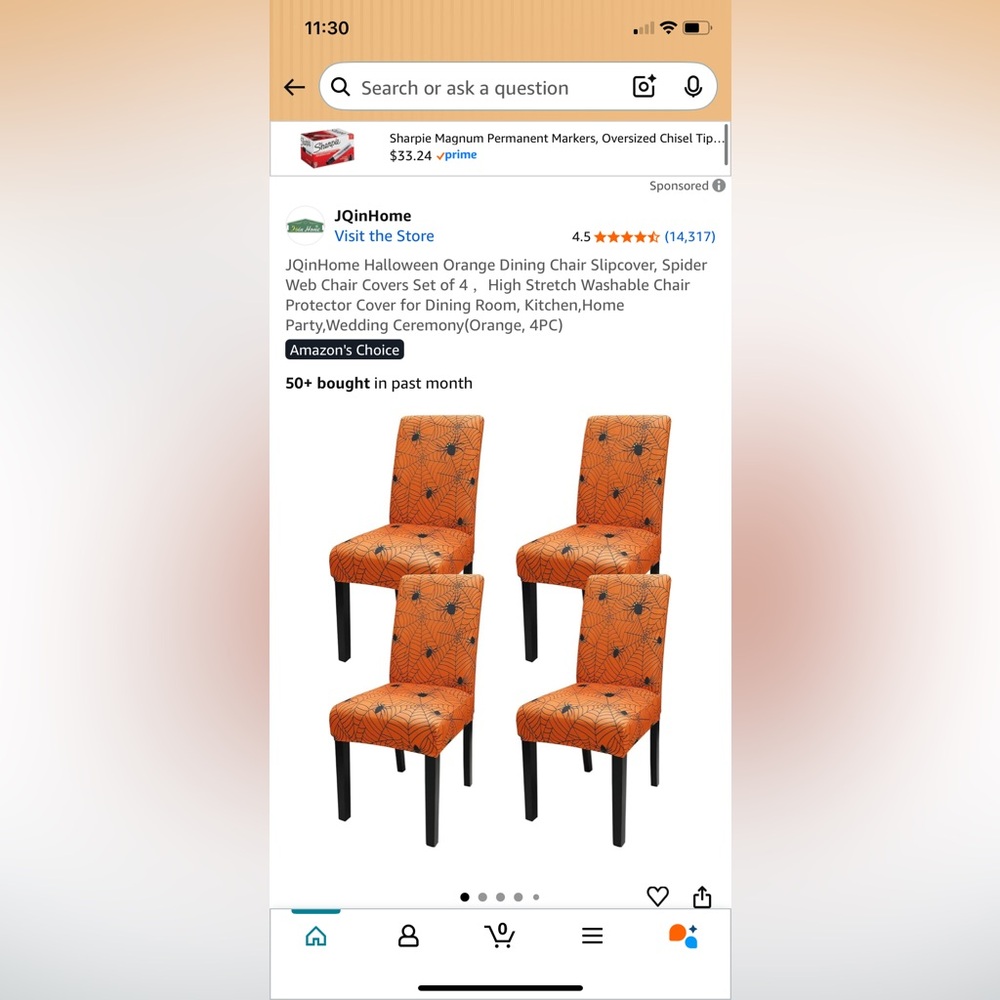 Orange Spider Web Chair Covers - Set of 4
